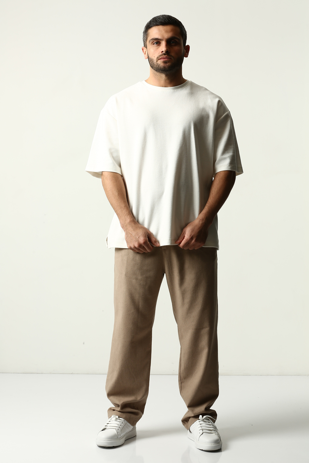 شلوار لینن راسته کمر کش مردانه