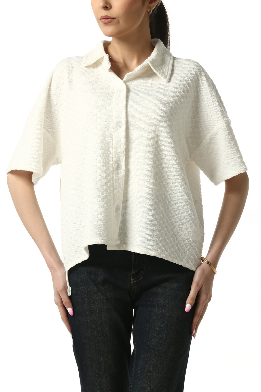 شومیز آستین کوتاه پشت بلند زنانه