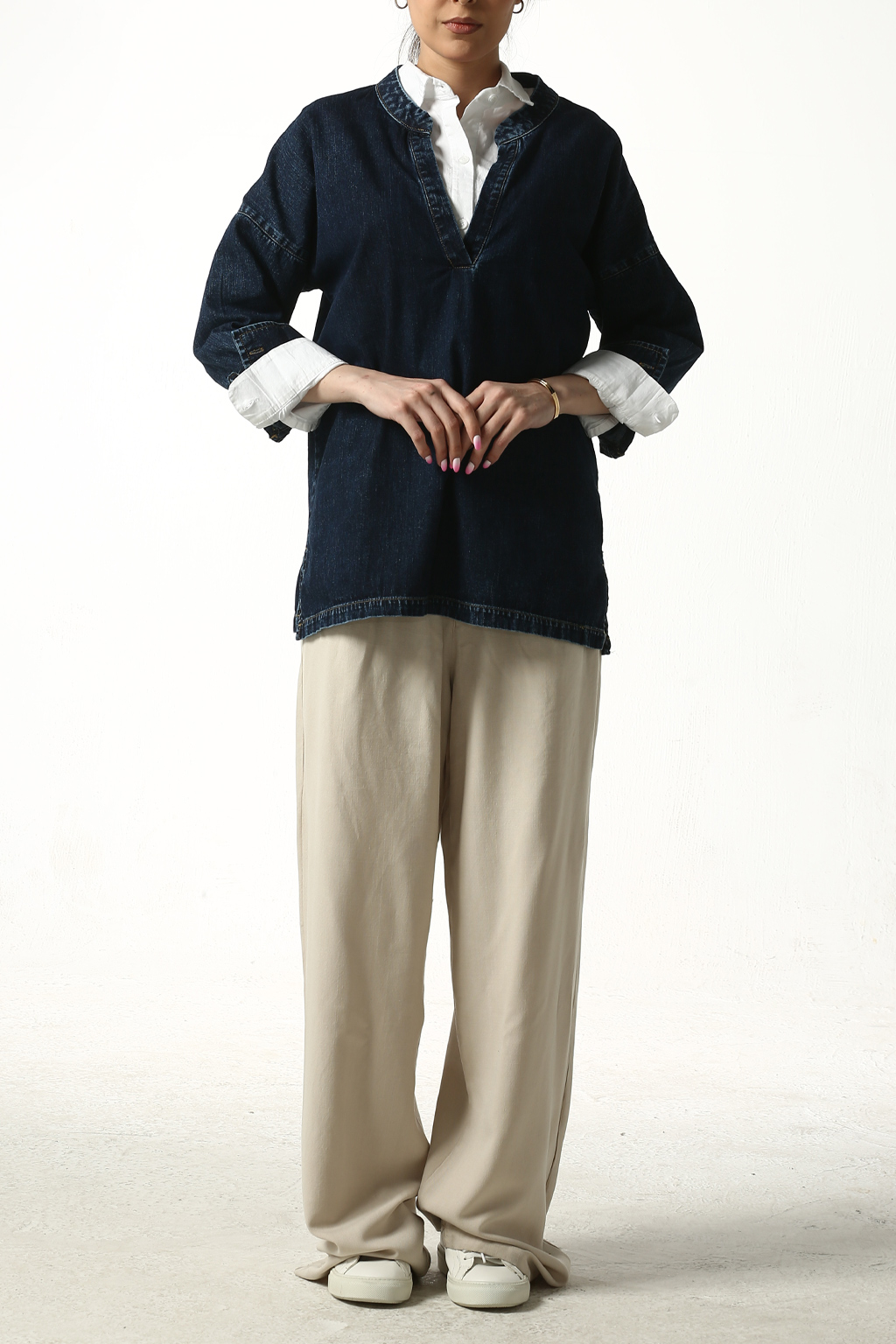 شومیز جین نیم قاپک زنانه