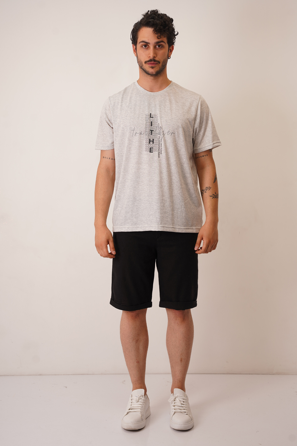 تیشرت یقه کشبافت چاپی lithe مردانه