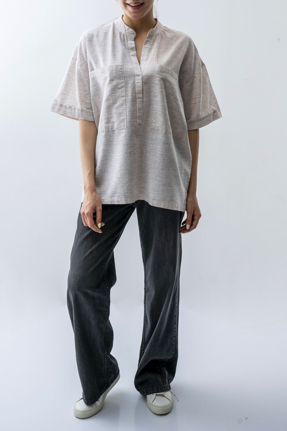 شومیز نیم قاپک دو جیب زنانه