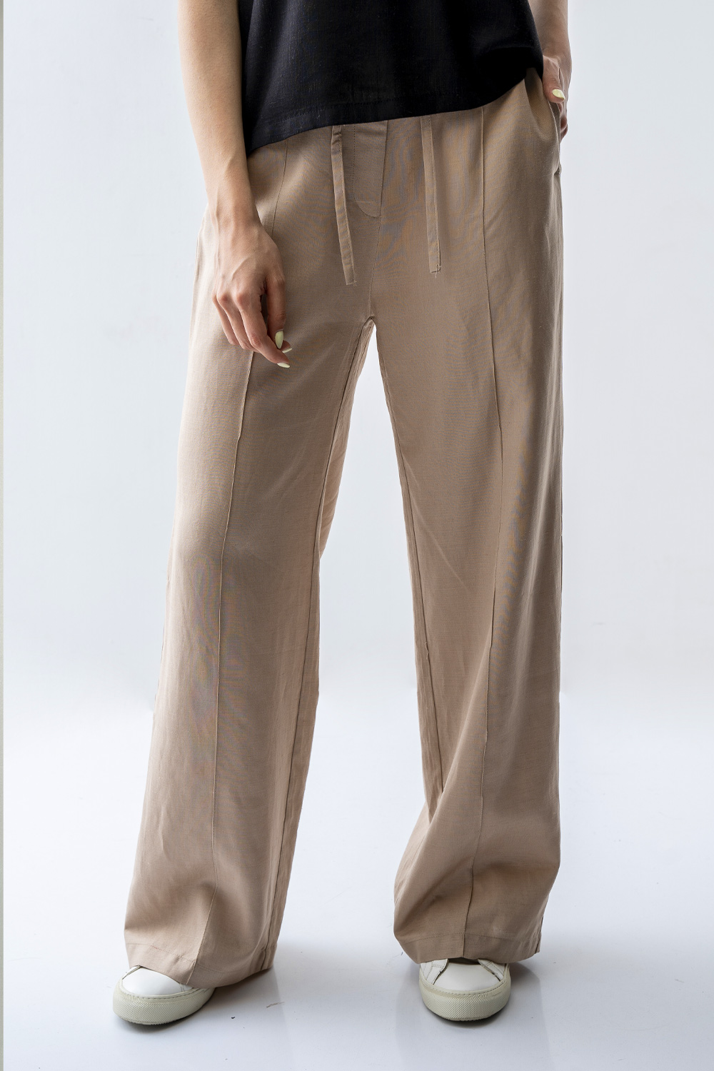 شلوار لینن دمپا گشاد کمرکش زنانه