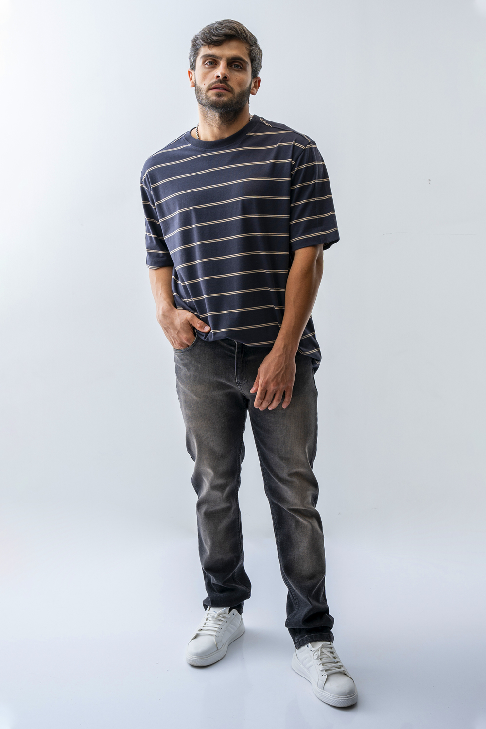 تیشرت آستین کوتاه راه راه مردانه