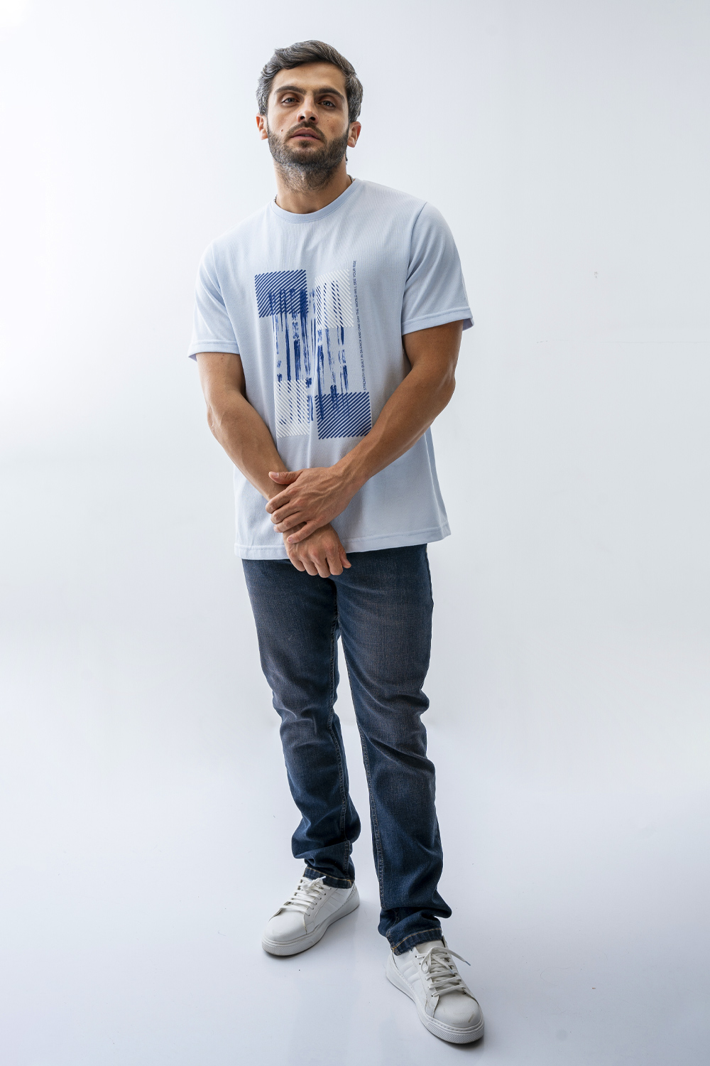 تیشرت بیسیک یقه گرد چاپی مردانه