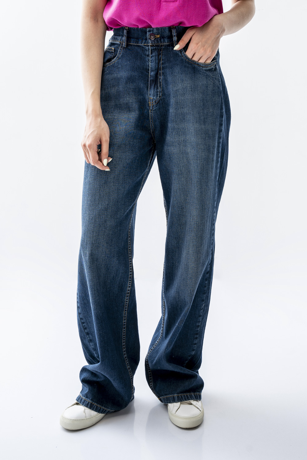 شلوار جین نیم بگ پشت کش زنانه