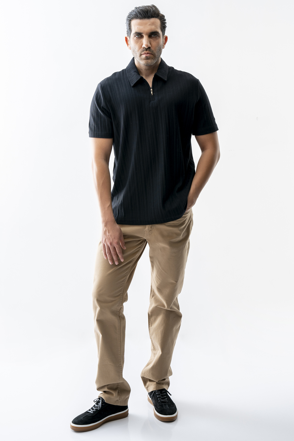 پلوشرت آستین کوتاه نیم زیپ مردانه