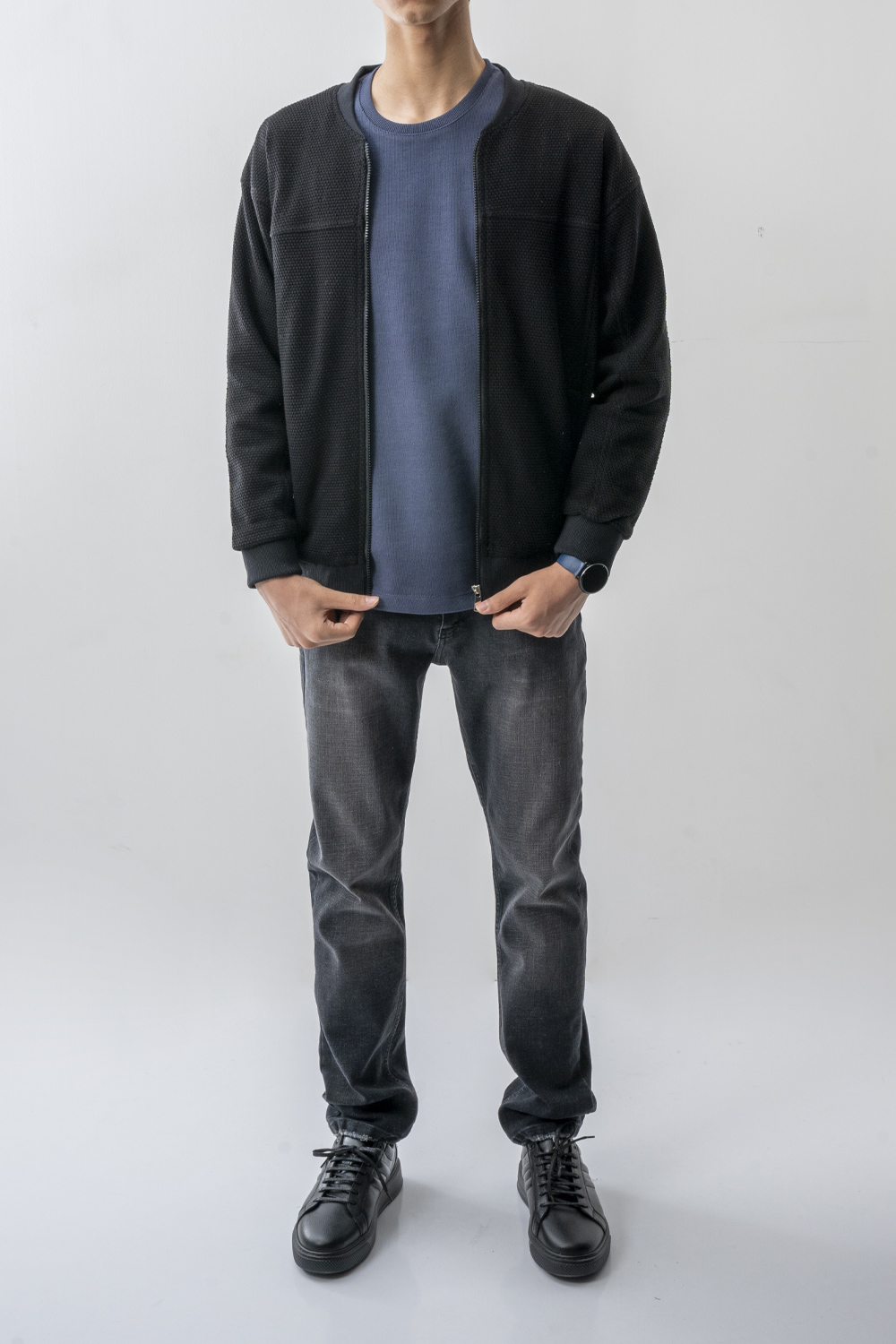 سوئیشرت زیپدار ژاکارد مردانه