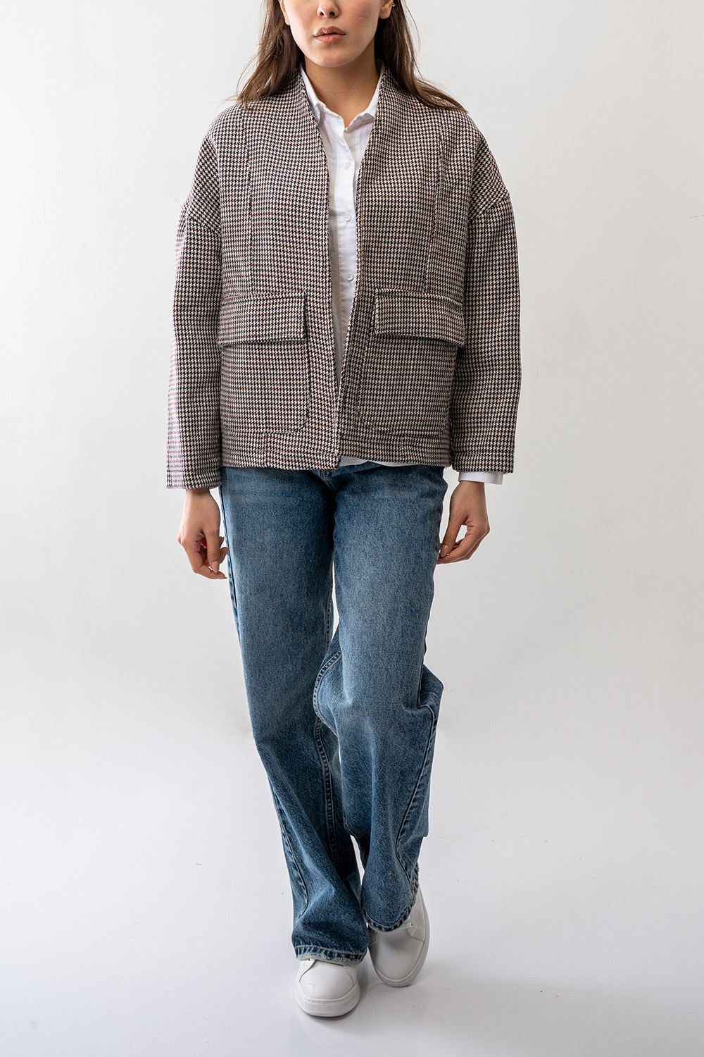 کت جیب دار یقه ایستاده زنانه