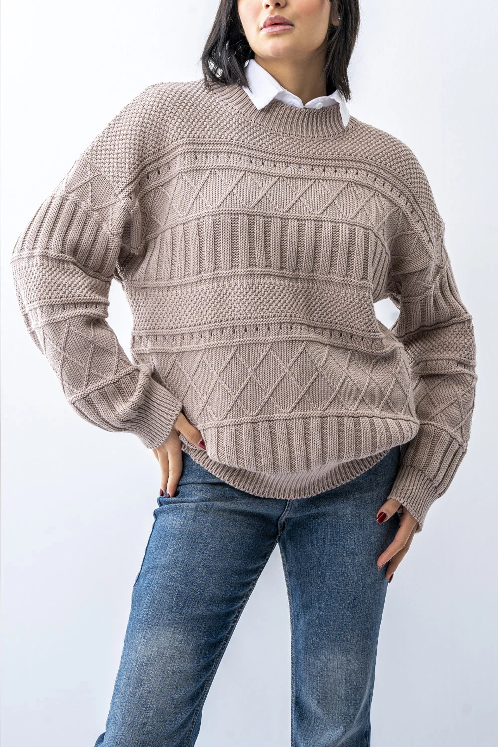 بافت آستین بلند طرحدار زنانه