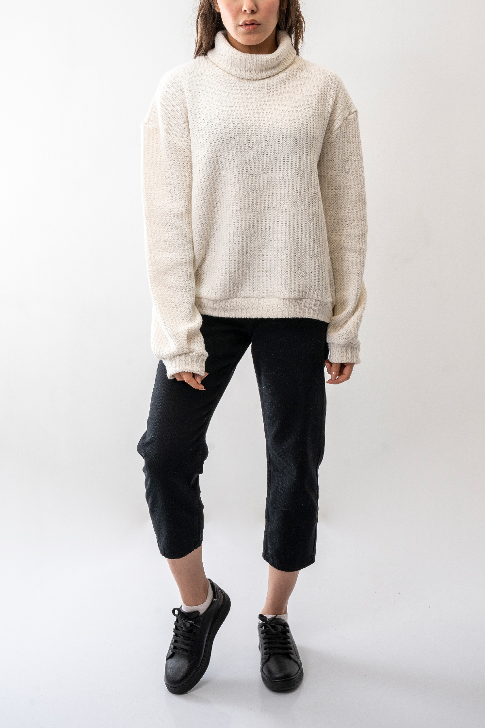 بافت یقه اسکی آستین بلند زنانه