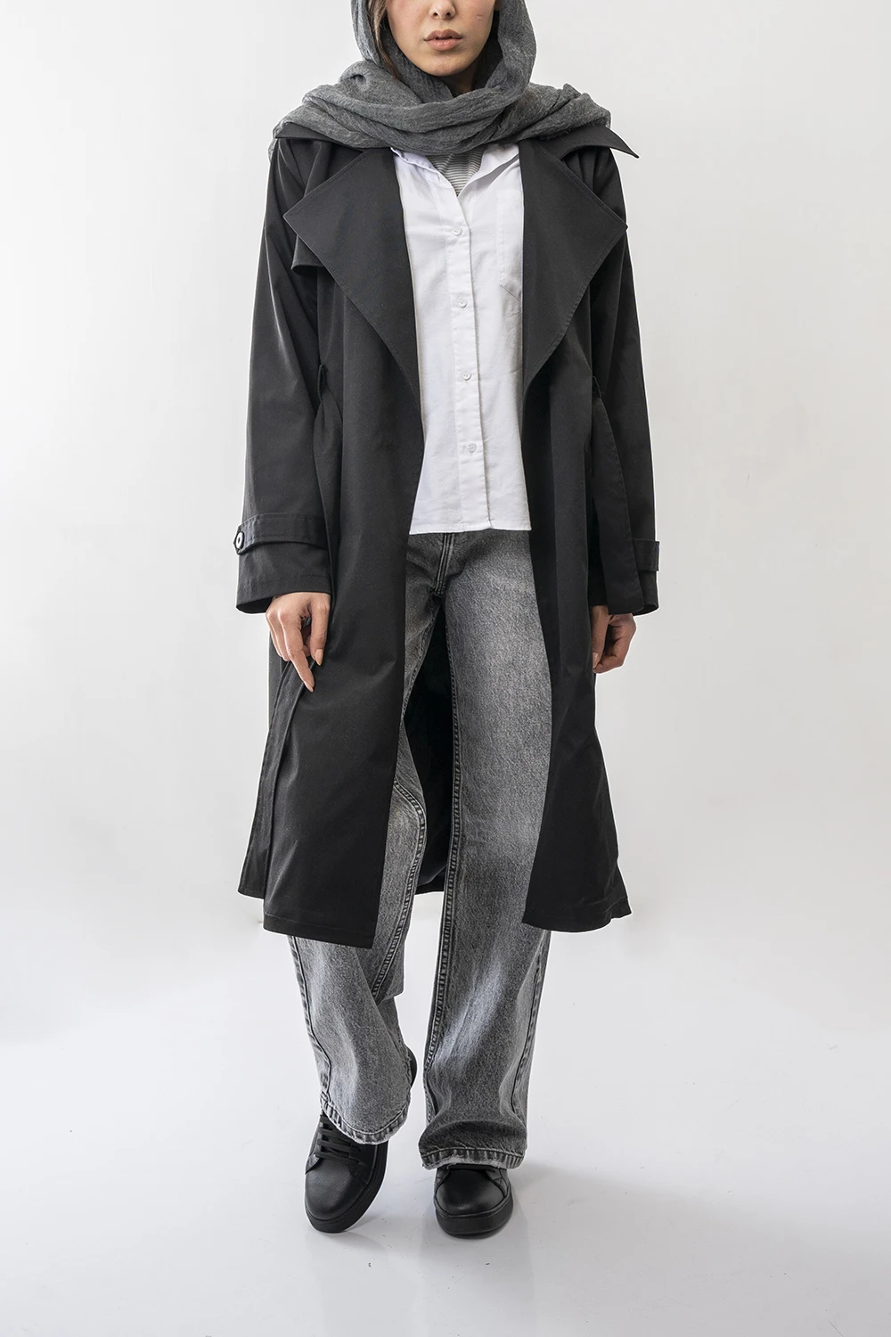 بارانی بلند کمربند دار زنانه