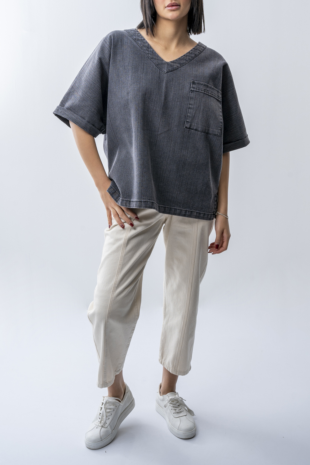 تیشرت یقه هفت جین زنانه