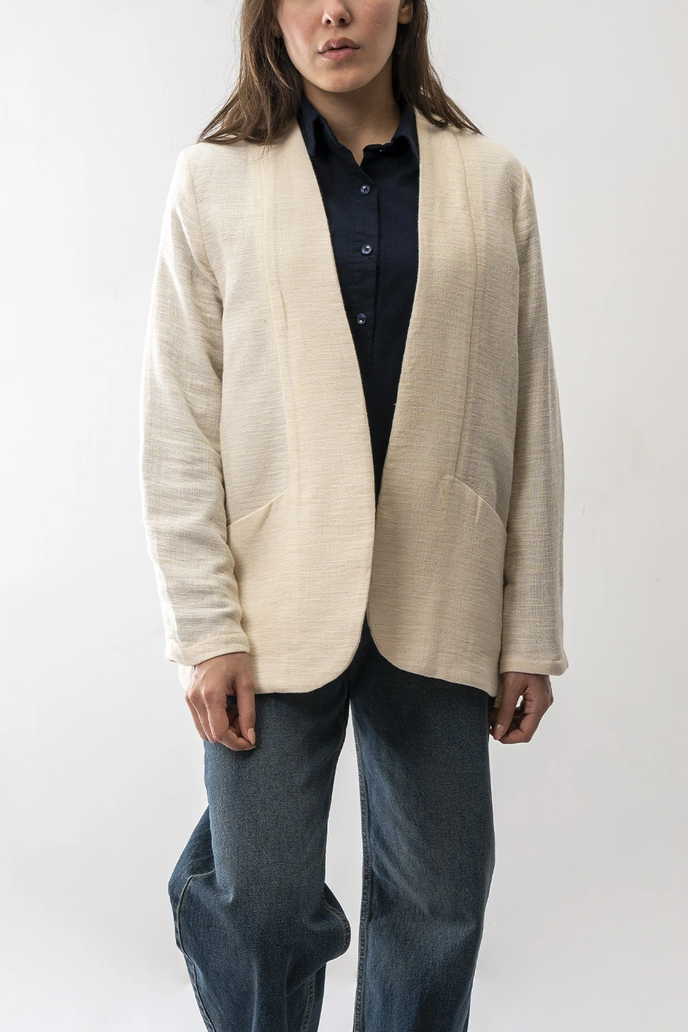 مانتو جیب دار لینن زنانه