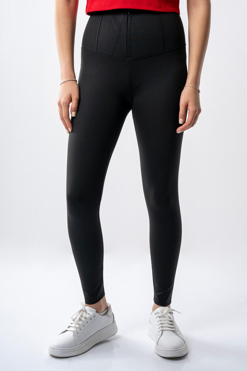 لگ اسپاندکس کمر گنی زیپ دار زنانه