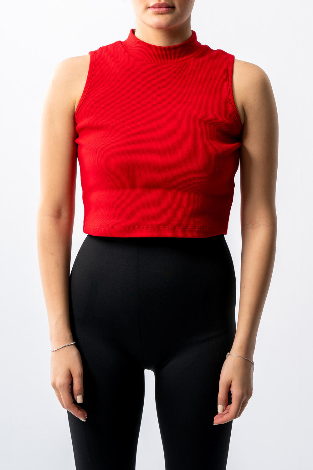 کراپ آستین حلقه ای یقه ایستاده زنانه