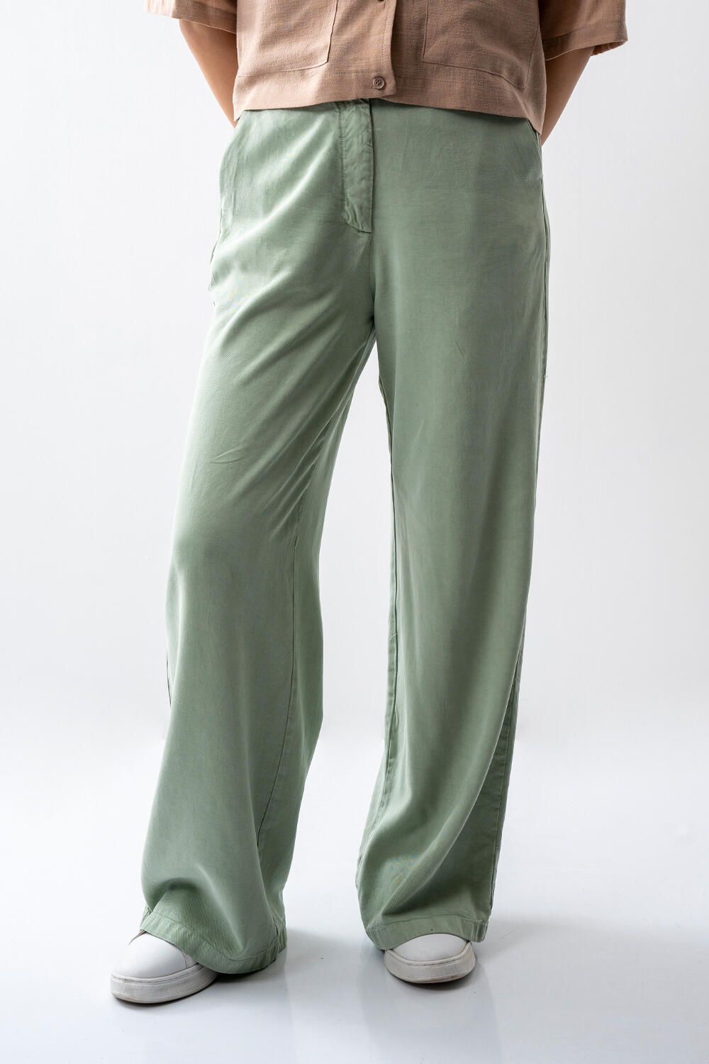 شلوار کتان نیم بگ پشت کش زنانه