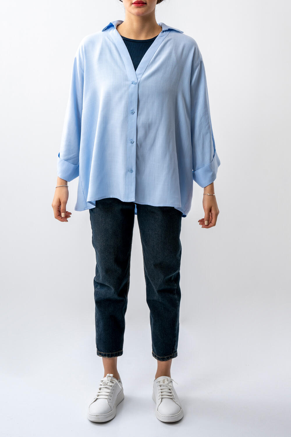 شومیز یقه هفت آستین پاکتی زنانه