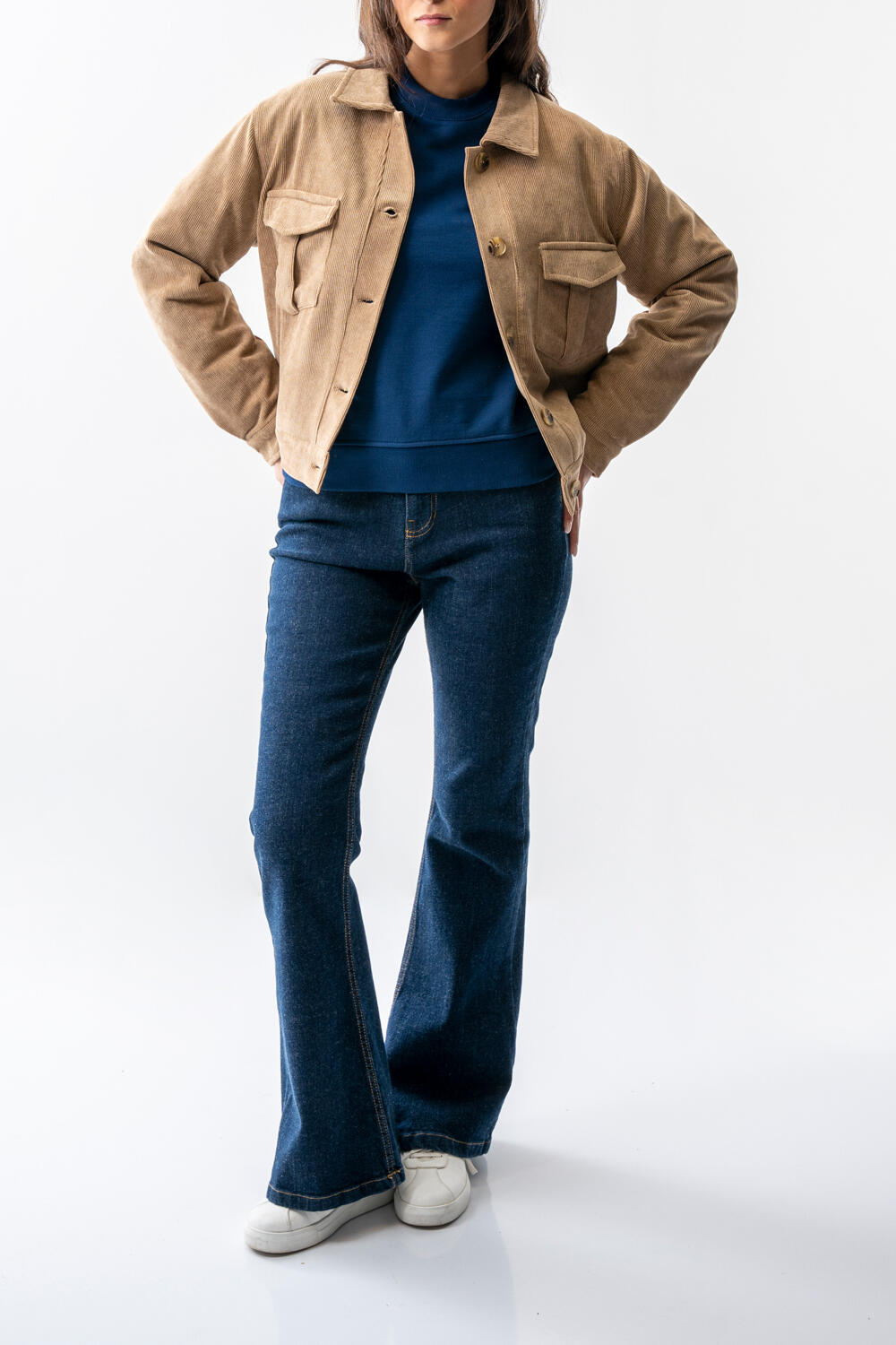 کت جیب دار مخمل کبریتی زنانه